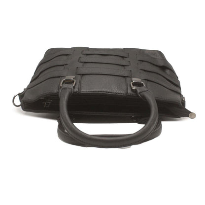 CLASSIC BLACK LEATHER HAND BAG