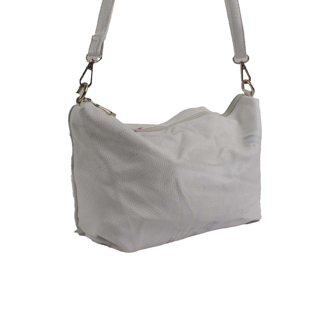 CLASSIC WHITE LEATHER HOBO BAG