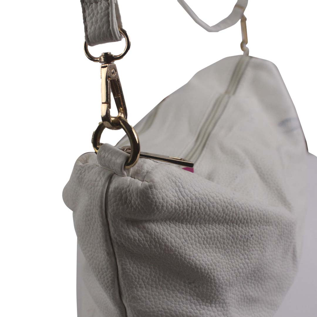 CLASSIC WHITE LEATHER HOBO BAG