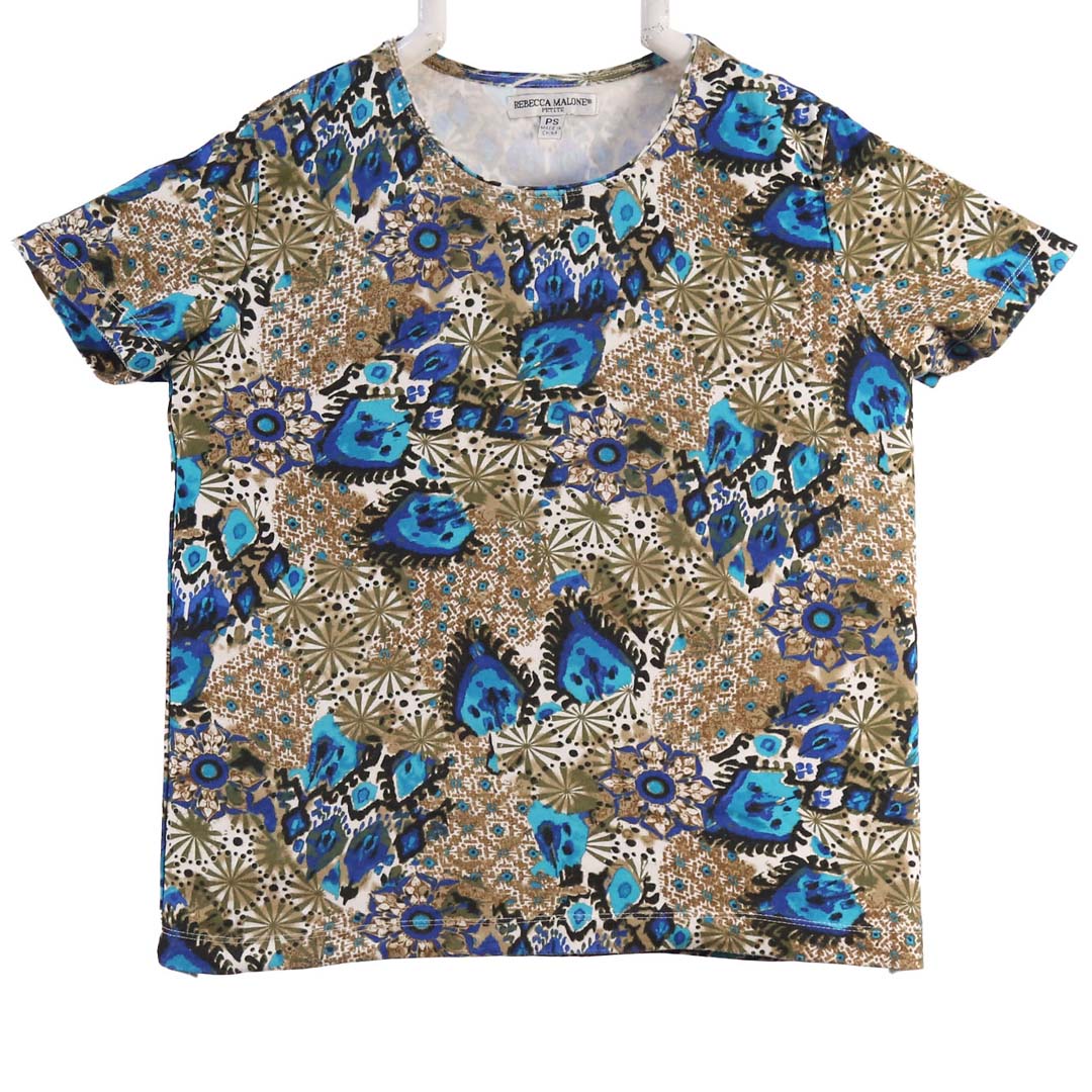 REBECCA MALONE R NECK PRINTED TOP