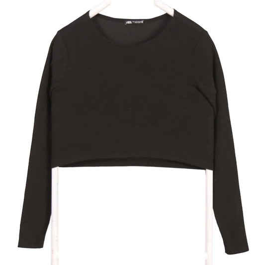 ZARA R NECK BLACK TOP