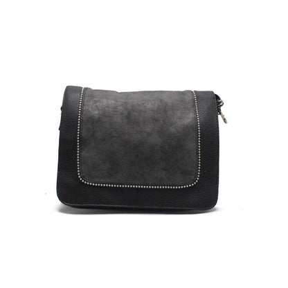 HELLINE BLACK LEATHER MESSENGER BAG