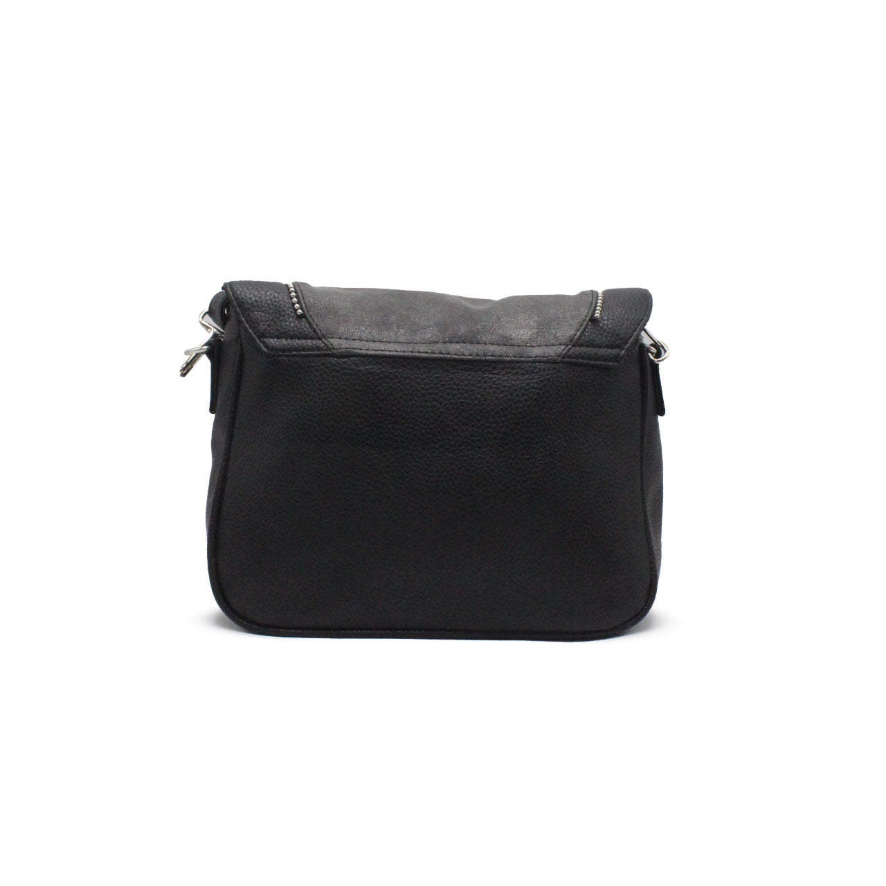 HELLINE BLACK LEATHER MESSENGER BAG