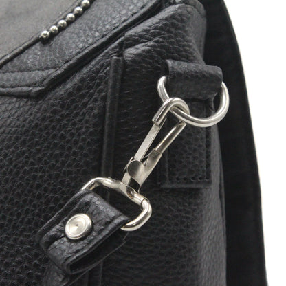 HELLINE BLACK LEATHER MESSENGER BAG