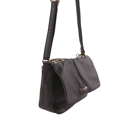 CLASSIC LEATHER BLACK SHOULDER BAG