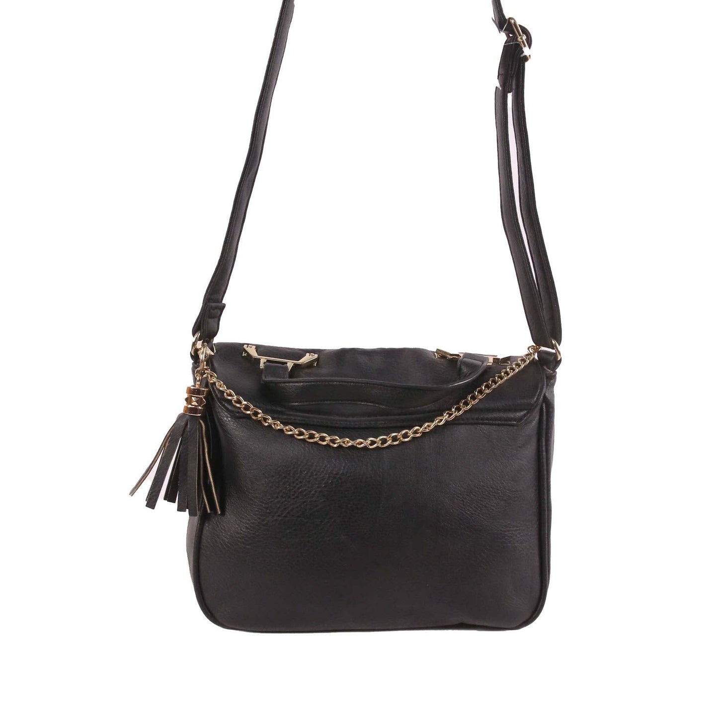 CLASSIC LEATHER BLACK SHOULDER BAG