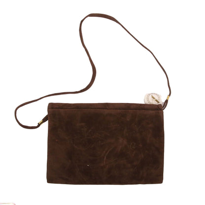 V VELVET TAN BROWN CLUTCH