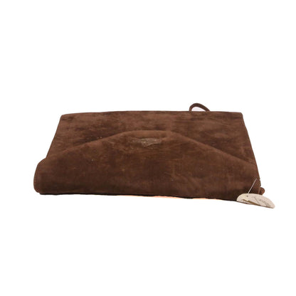 V VELVET TAN BROWN CLUTCH