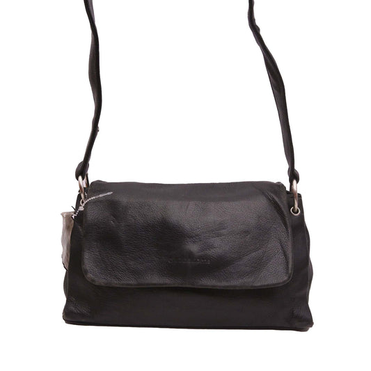 CLASSIC BLACK LEATHER SHOULDER BAG