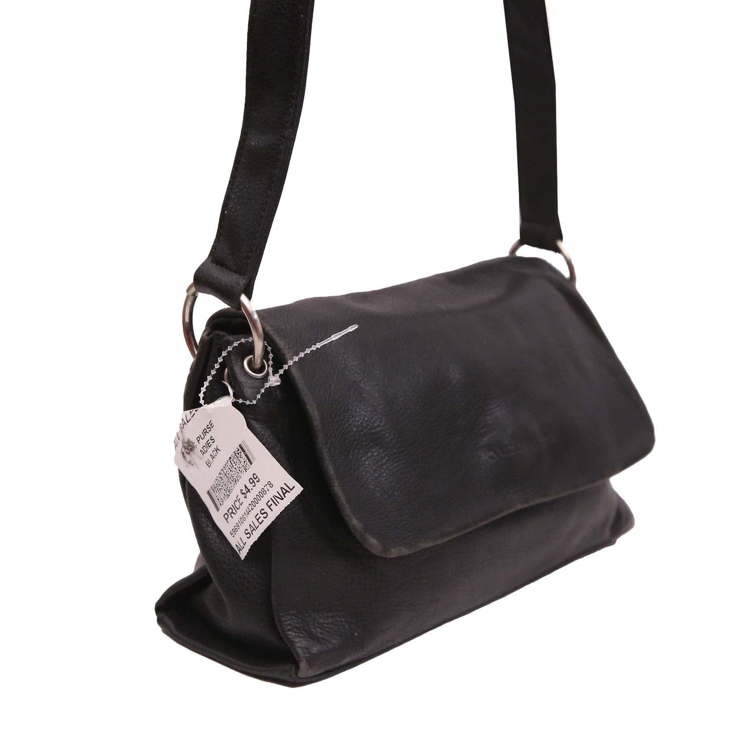 CLASSIC BLACK LEATHER SHOULDER BAG