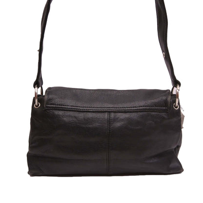 CLASSIC BLACK LEATHER SHOULDER BAG