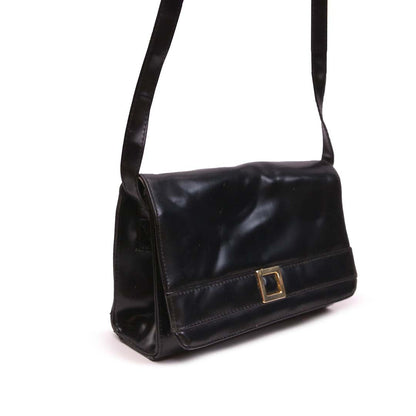 CLASSIC BLACK LEATHER SHOULDER BAG