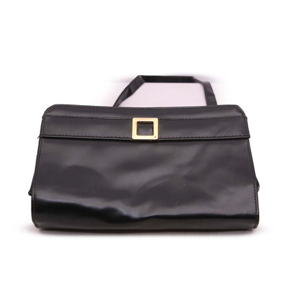 CLASSIC BLACK LEATHER SHOULDER BAG