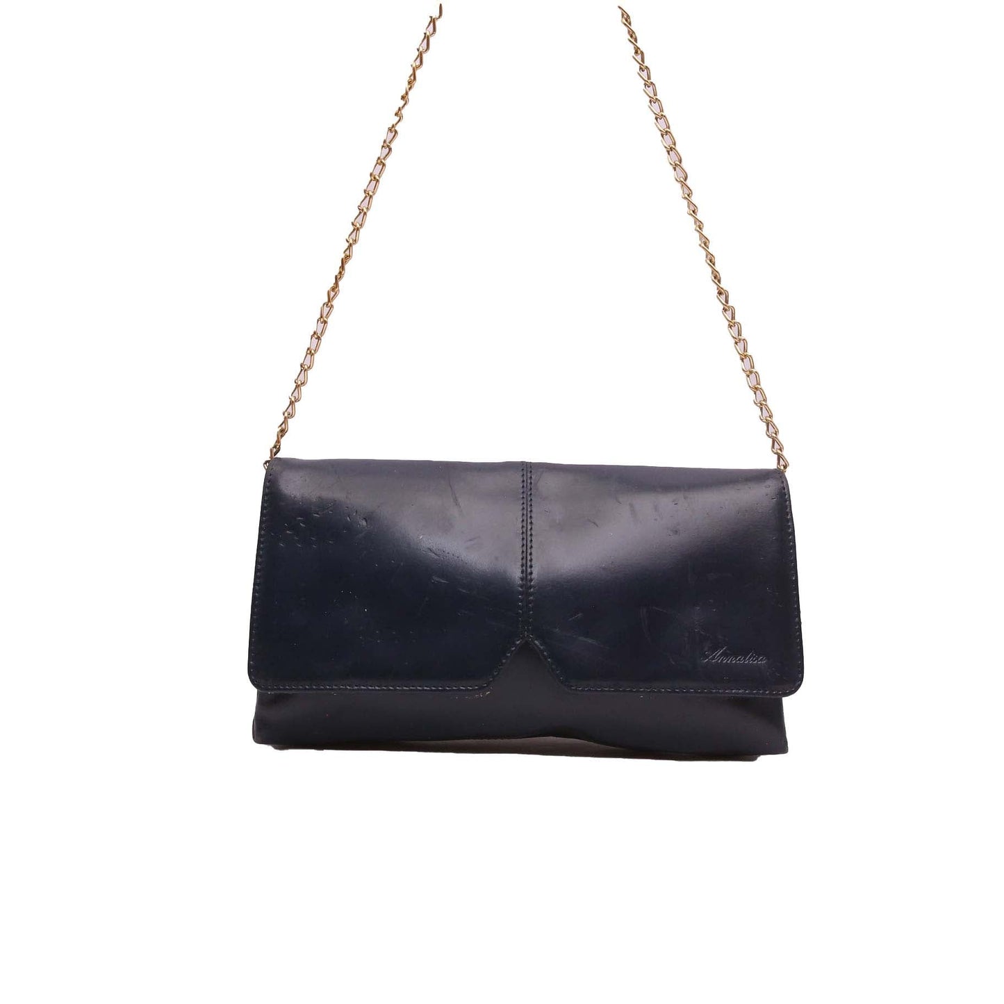 ANNA LISA NAVY BLUE LEATHER CLUTCH