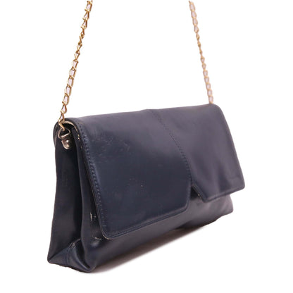 ANNA LISA NAVY BLUE LEATHER CLUTCH