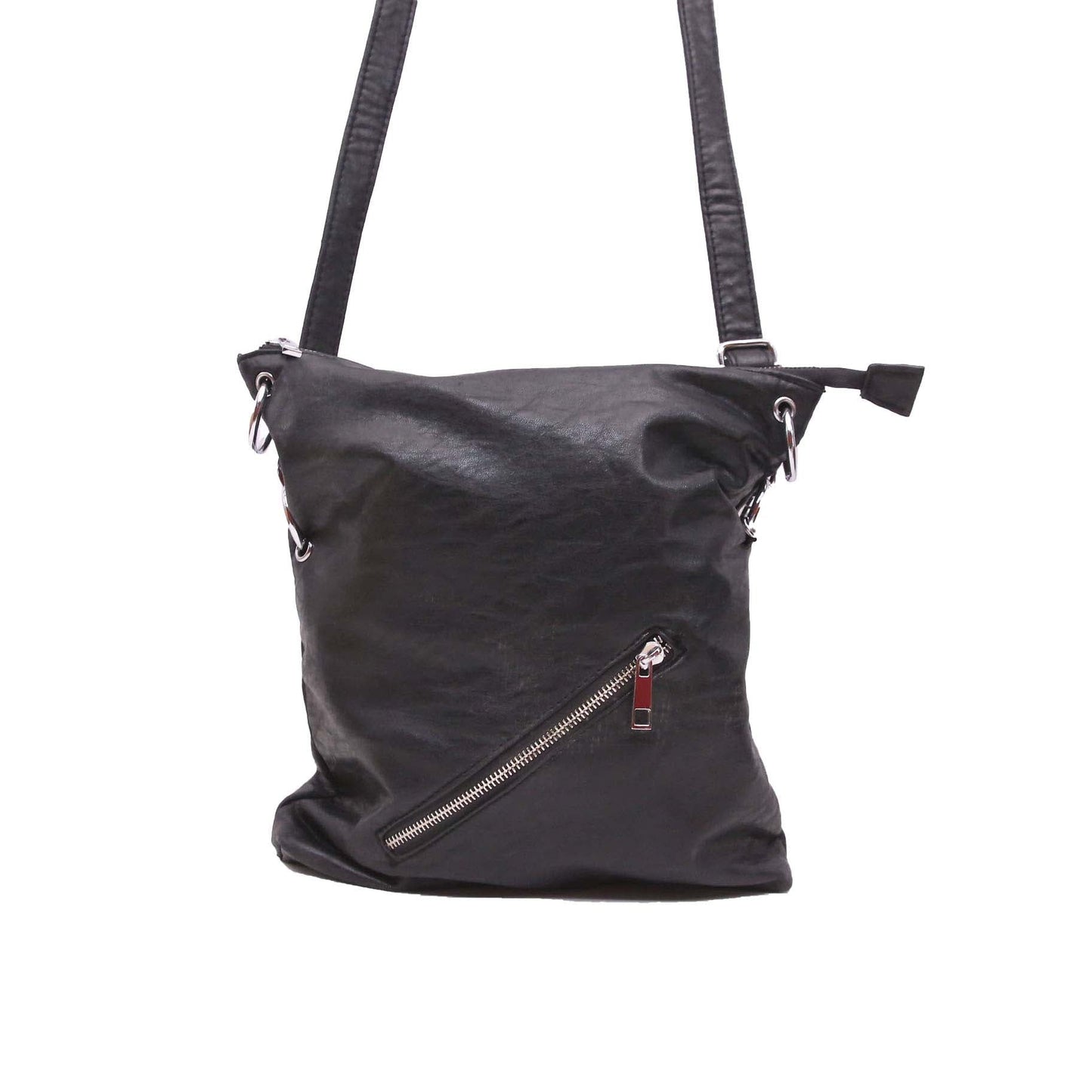 CLASSIC BLACK LEATHER SHOULDER BAG