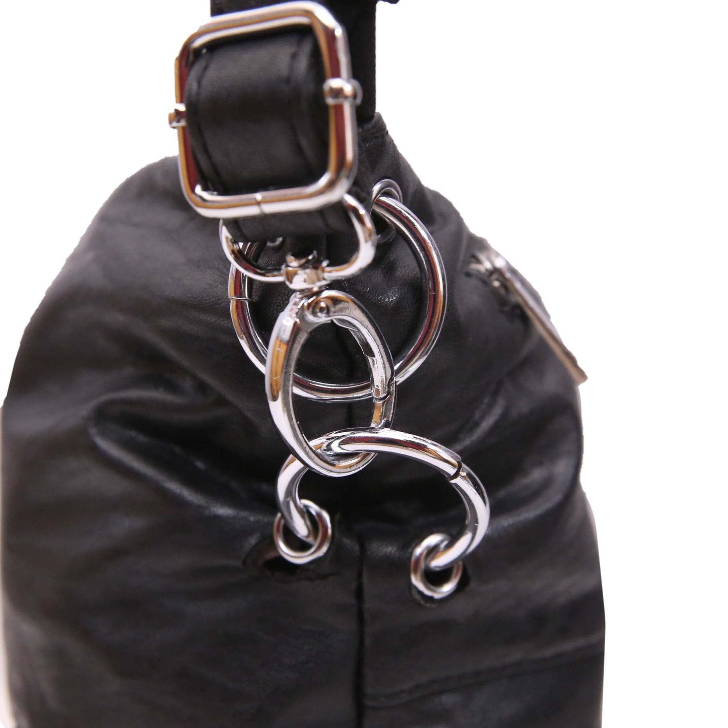 CLASSIC BLACK LEATHER SHOULDER BAG