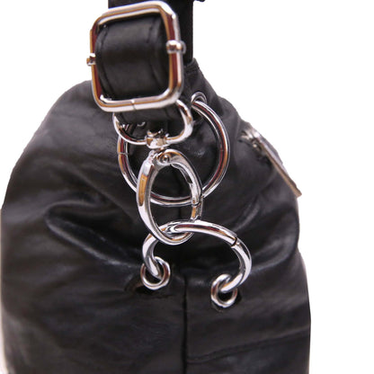 CLASSIC BLACK LEATHER SHOULDER BAG