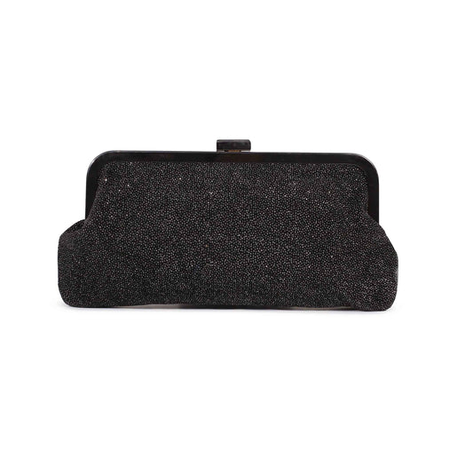 Classic Black Beaded Women Clutch