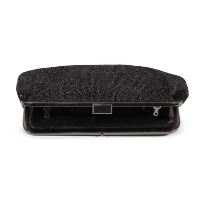 Classic Black Beaded Women Clutch