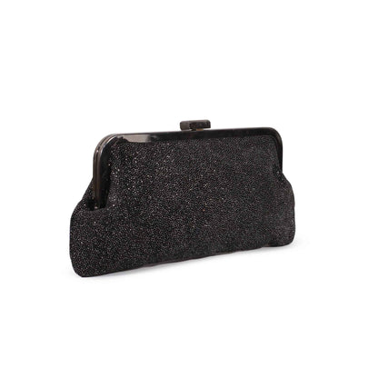 Classic Black Beaded Women Clutch