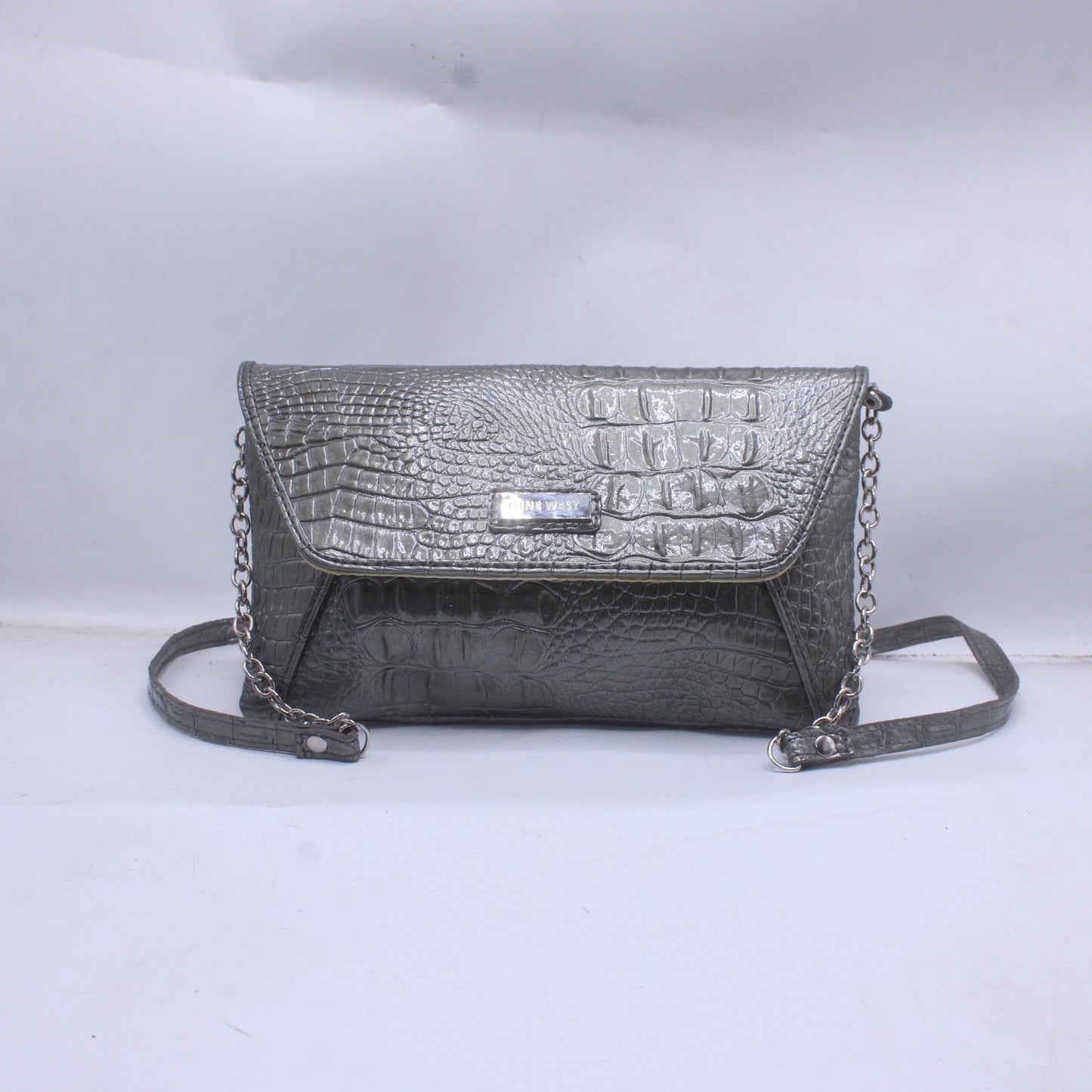 Nine West Women's Faux Alligator Gray Double Sided Crossbody Bag