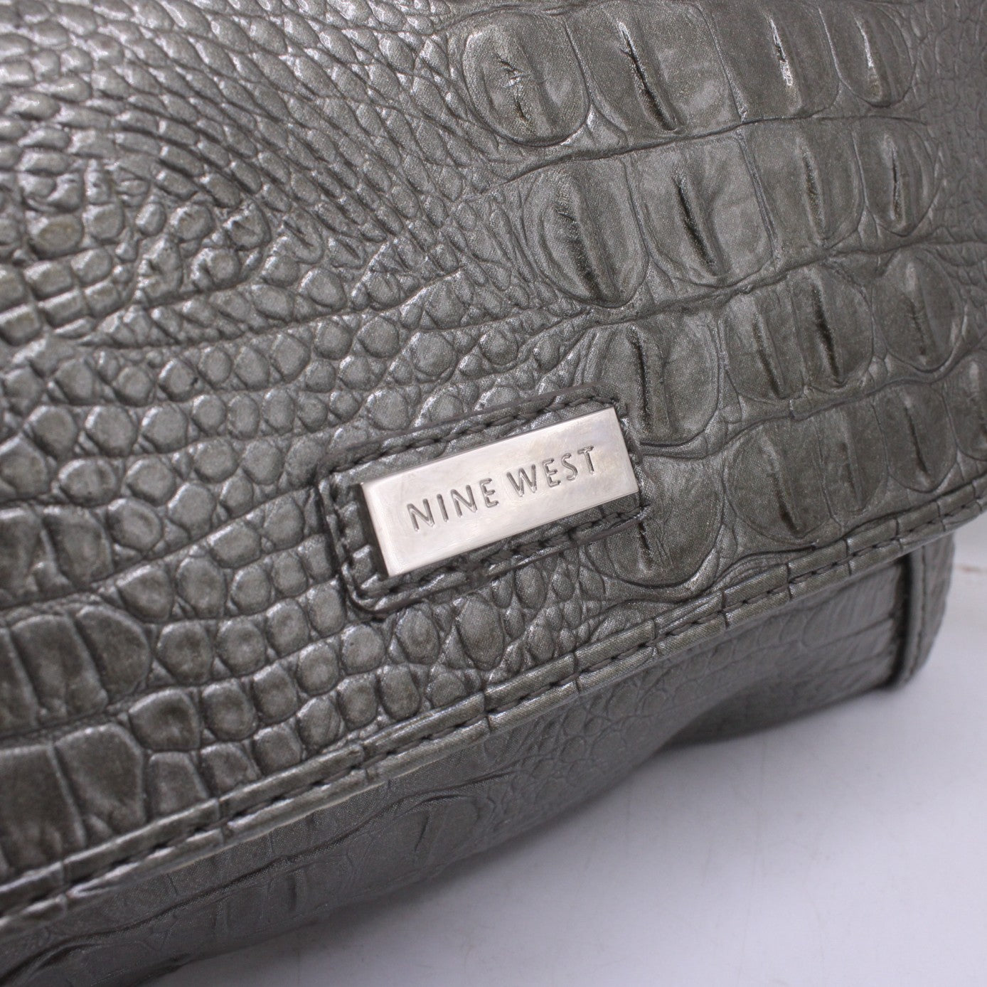 Nine West Women's Faux Alligator Gray Double Sided Crossbody Bag