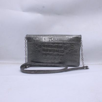 Nine West Women's Faux Alligator Gray Double Sided Crossbody Bag