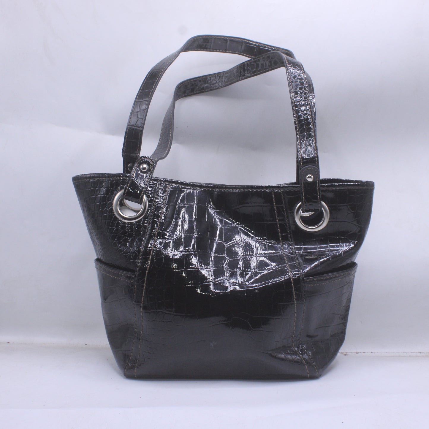 Relic Brand Collection  Black Faux Crocodile Leather Print Bag