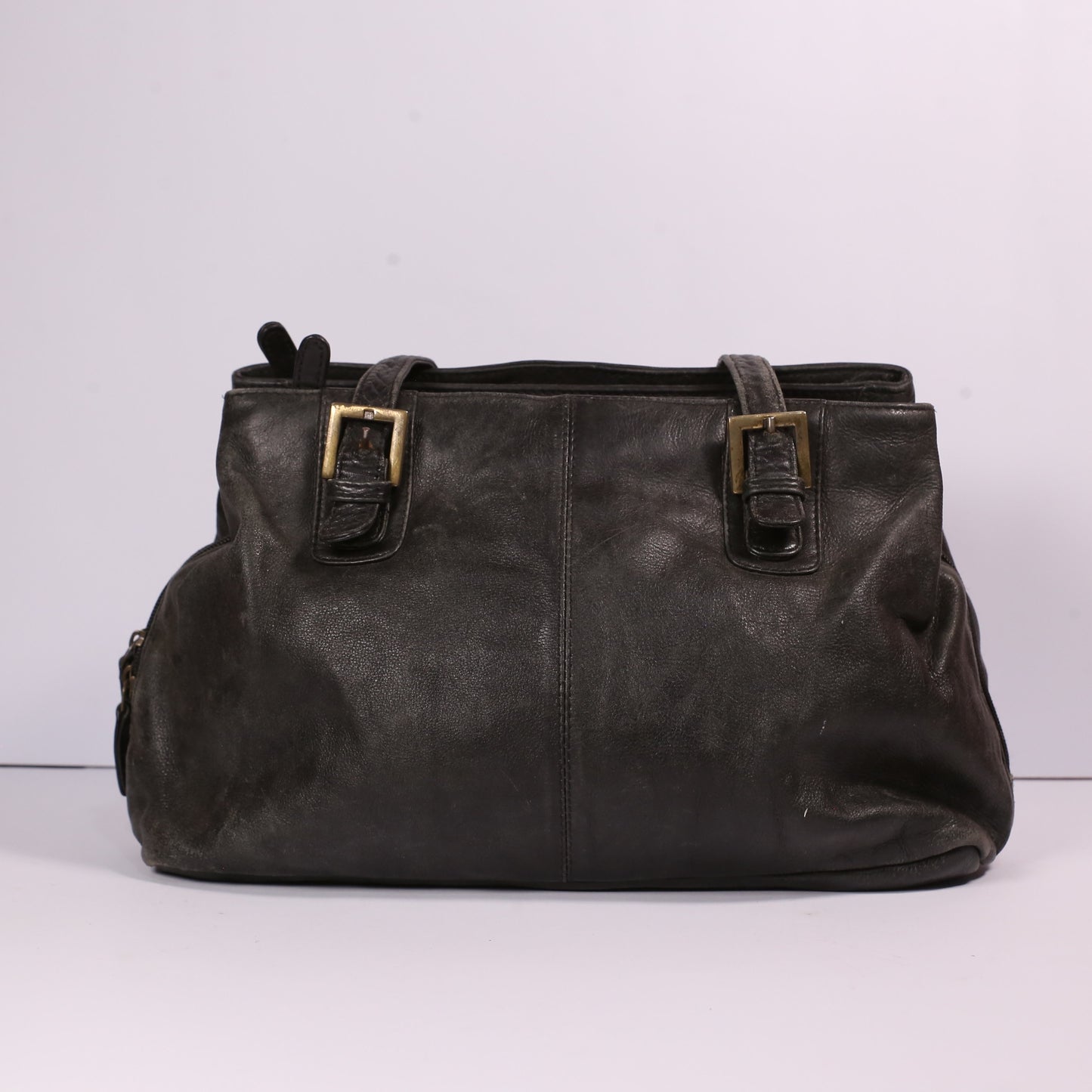 Auth sissirossi - Dark Black Leather Tote Bag