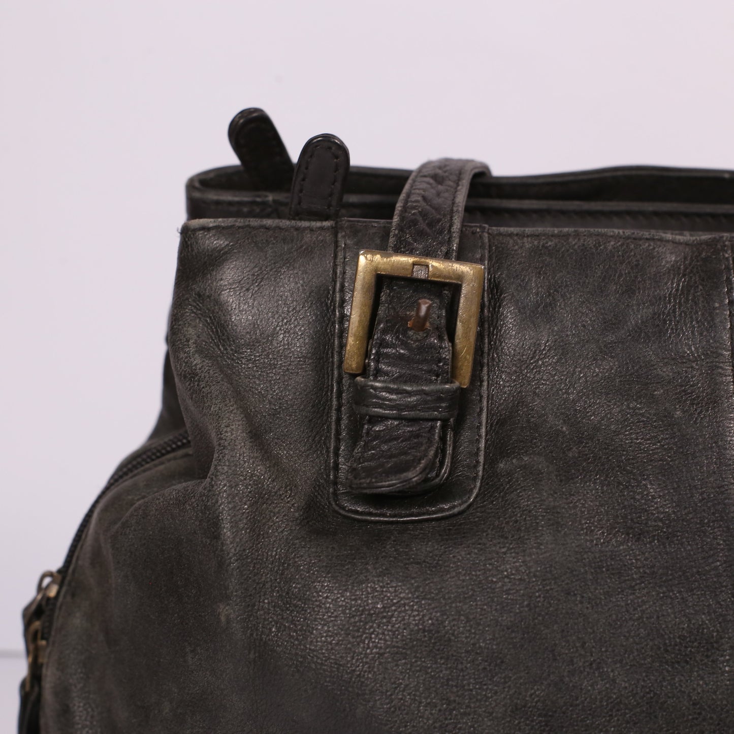 Auth sissirossi - Dark Black Leather Tote Bag