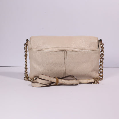 Calvin Klein Beige Crossbody Pebbled Leather Purse