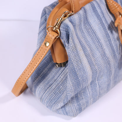 Frye Ivy Blue Denim Mini Backpack Cotton & Leather Accents Bag