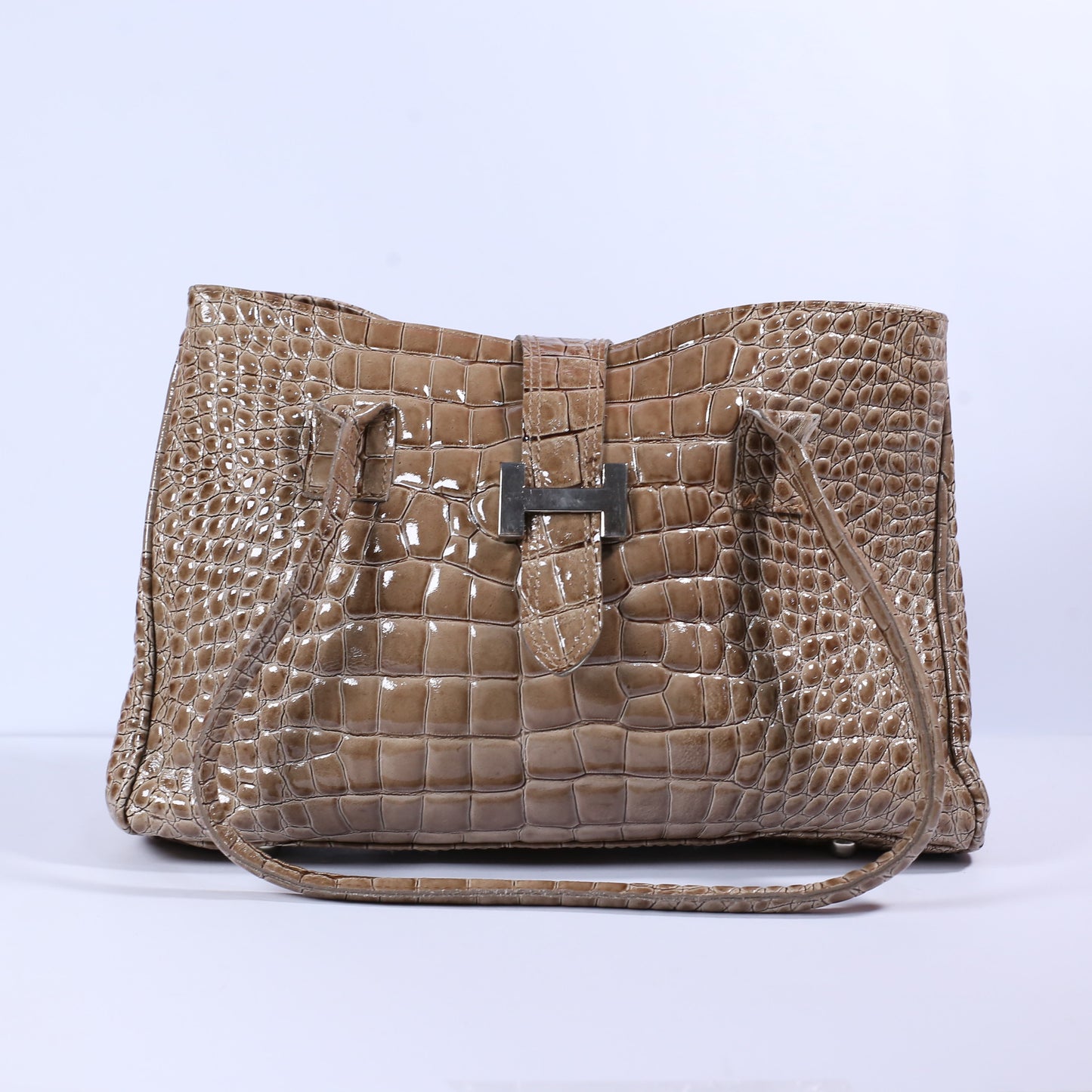 Italian Genuine Croc Embossed Leather Handbag