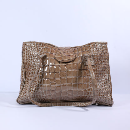 Italian Genuine Croc Embossed Leather Handbag