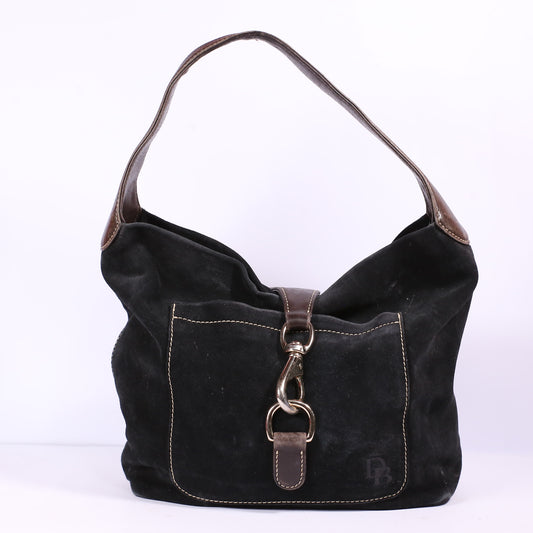 DOONEY & BOURKE Annalisa Lock Sac Black Suede Shoulder Bag