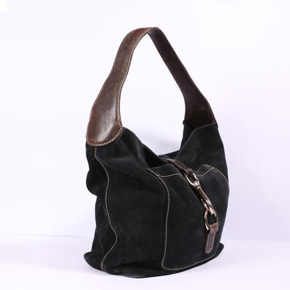 DOONEY & BOURKE Annalisa Lock Sac Black Suede Shoulder Bag