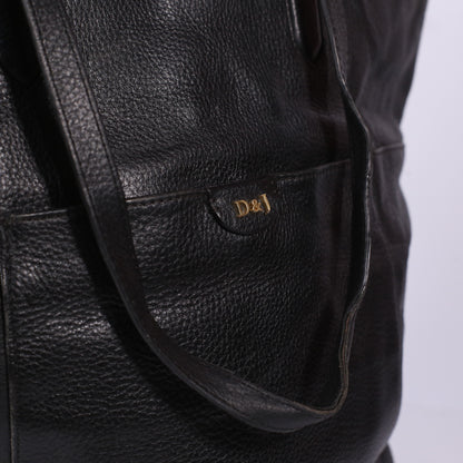 D&J Black Pebbled Leather Shoulder Bag