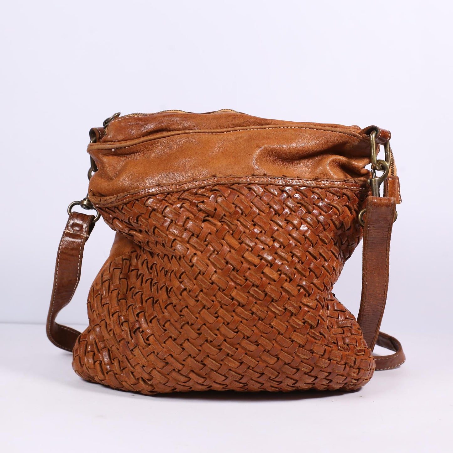 LANGELOTTI BROWN LEATHER WOMEN BAG