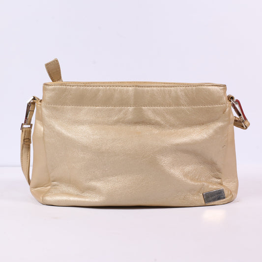 COLETTA Genuine Leather Metallic Beige Small Shoulder BAG