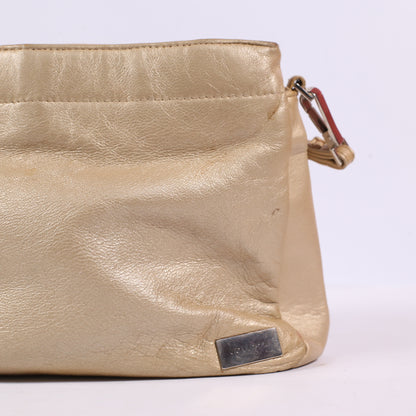 COLETTA Genuine Leather Metallic Beige Small Shoulder BAG