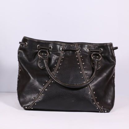 Nine West Black Leather Studded Hobo Satchel Bag