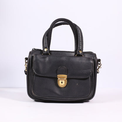 Chateau Black Leather Satchel Bag