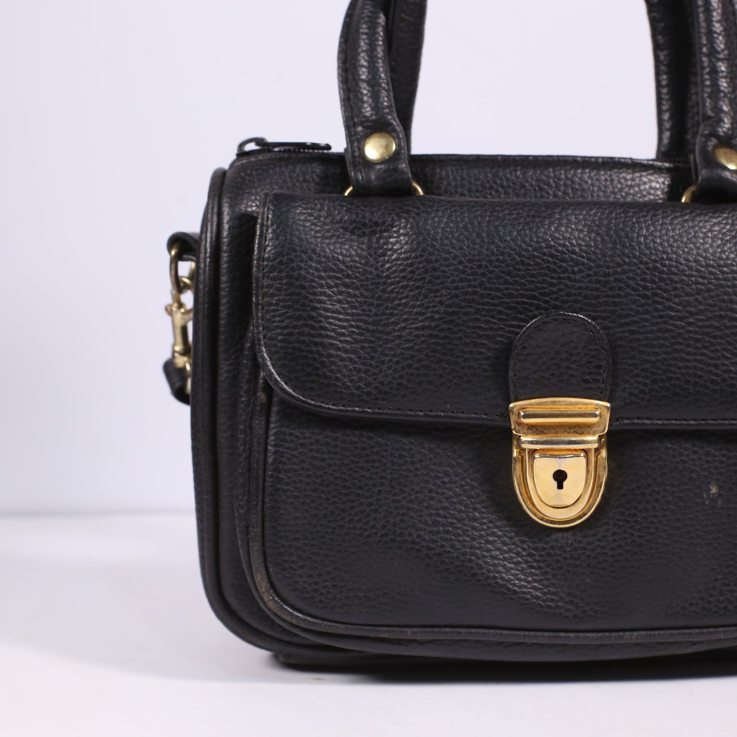 Chateau Black Leather Satchel Bag