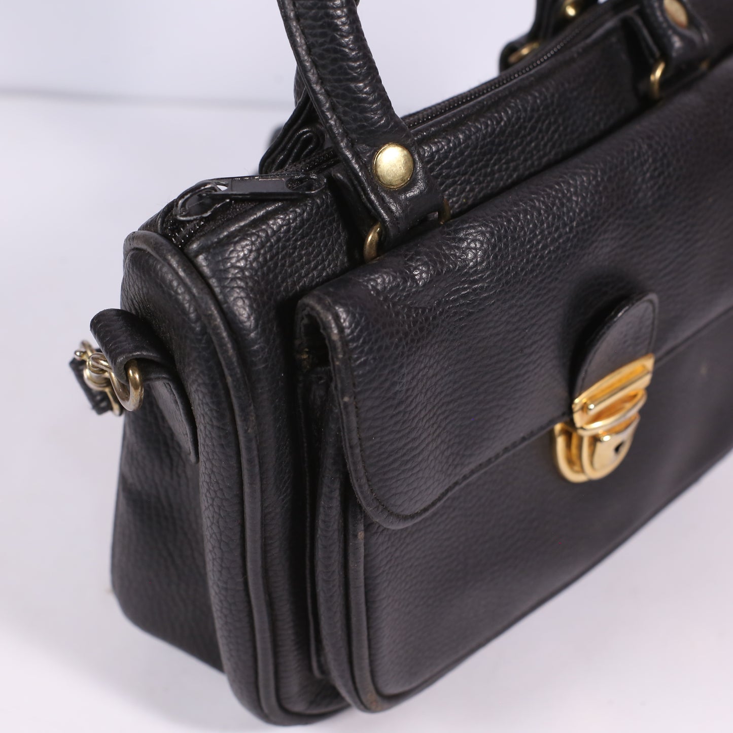 Chateau Black Leather Satchel Bag