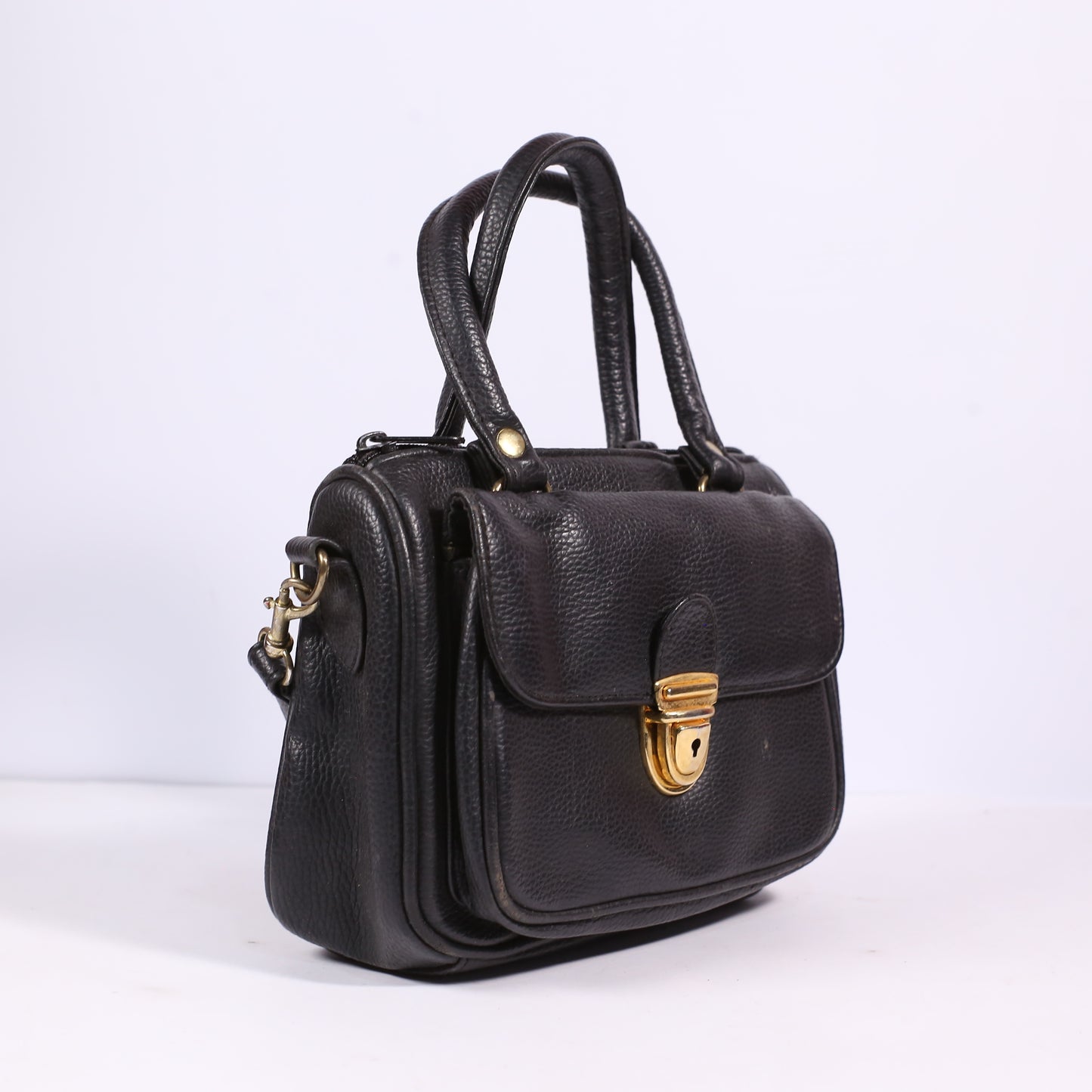 Chateau Black Leather Satchel Bag