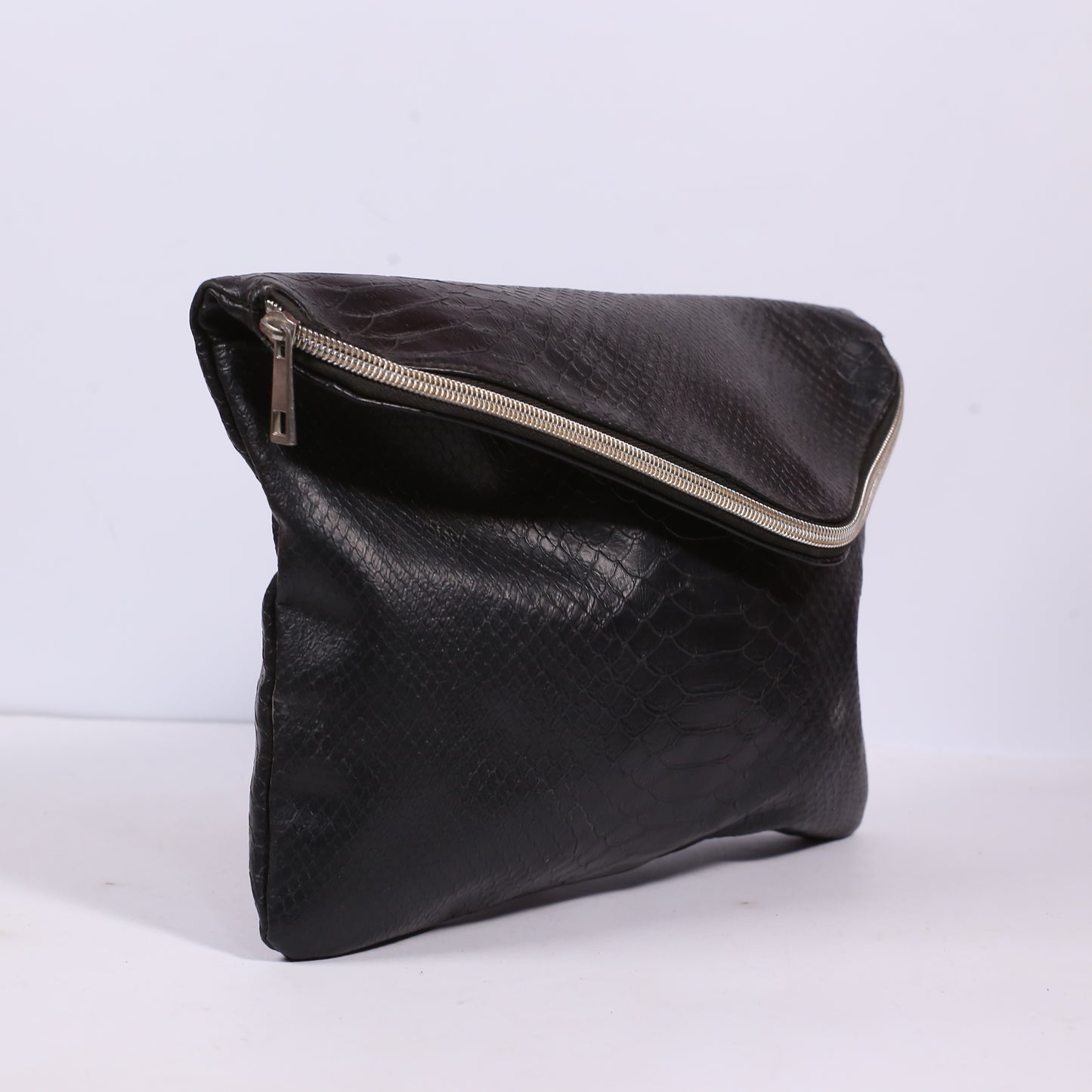 Atmosphere Black Python Snake Clutch Cosmetic Bag Zip Closure