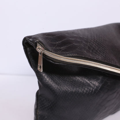 Atmosphere Black Python Snake Clutch Cosmetic Bag Zip Closure