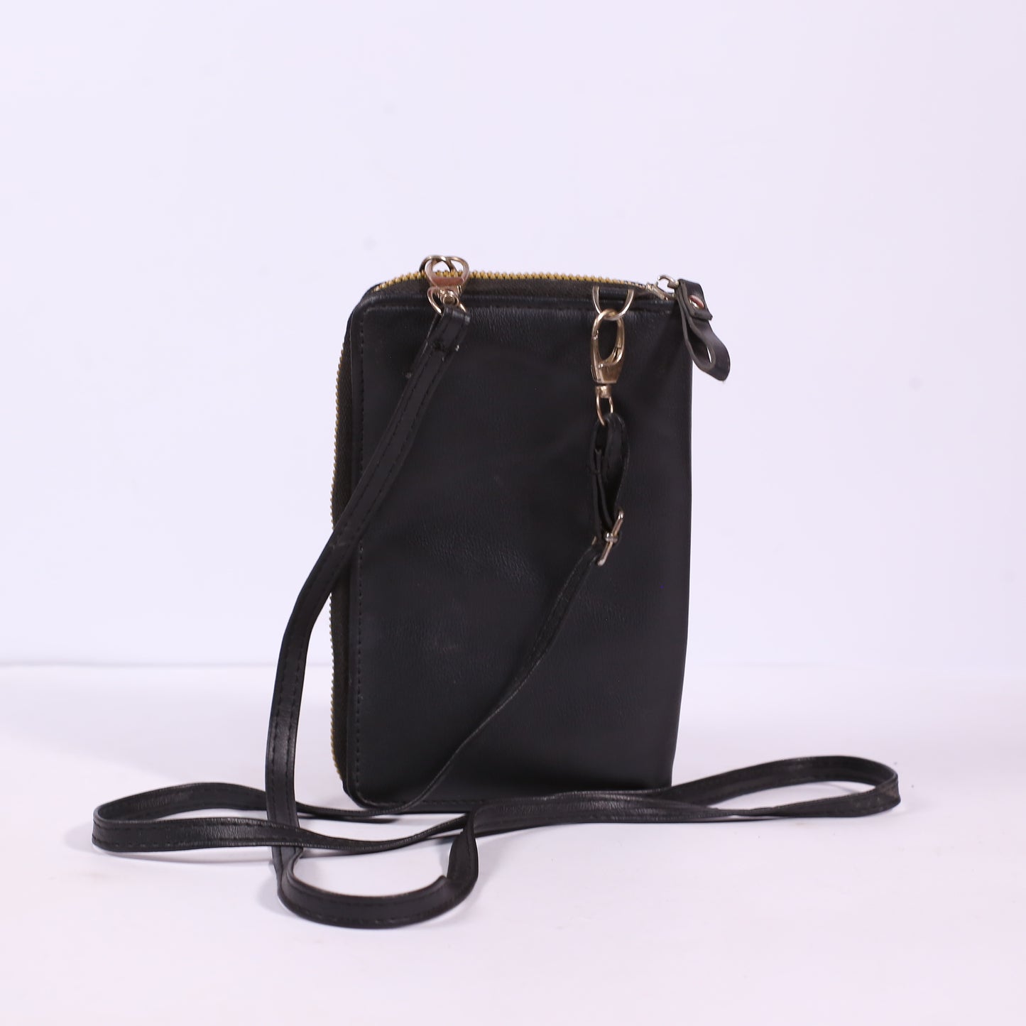 Forever Young Black Leather Zipper Women's Crossbody Bag