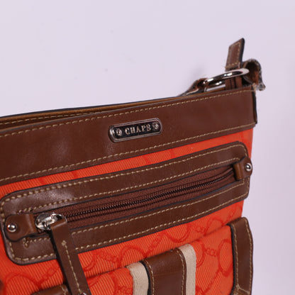 Chaps Orange Crossbody Purse Magnetic Snap Closure Shoulder Handbag